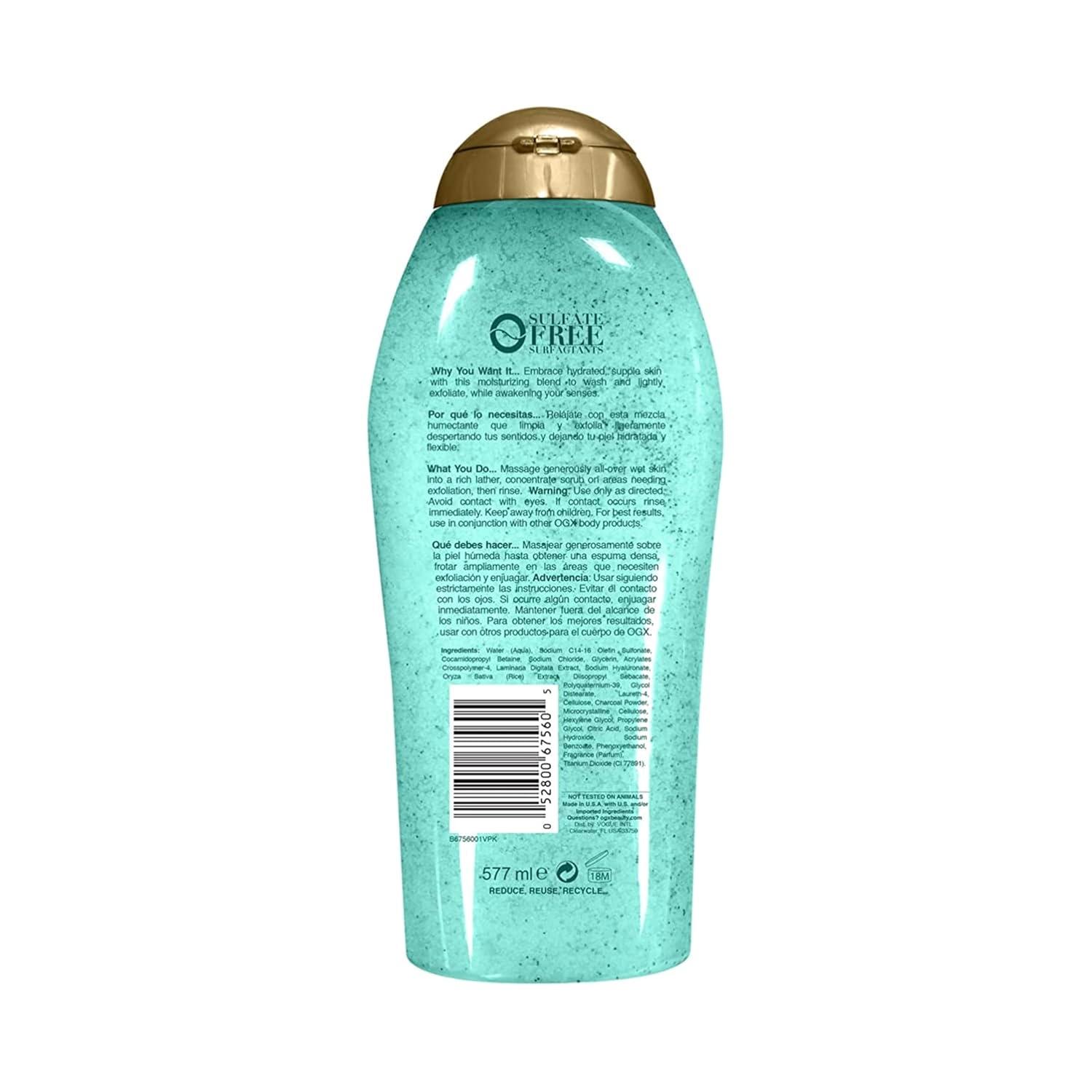 image:imageOGX Hydration Sea Kelp amp Hyaluronic Acid SulfateFree Lightly Moisturizing Body Scrub with Black Rice Gentle Exfoliating Daily Body Wash to Soften amp Smooth Skin 195 Fl Oz195 Fl Oz Pack of 1