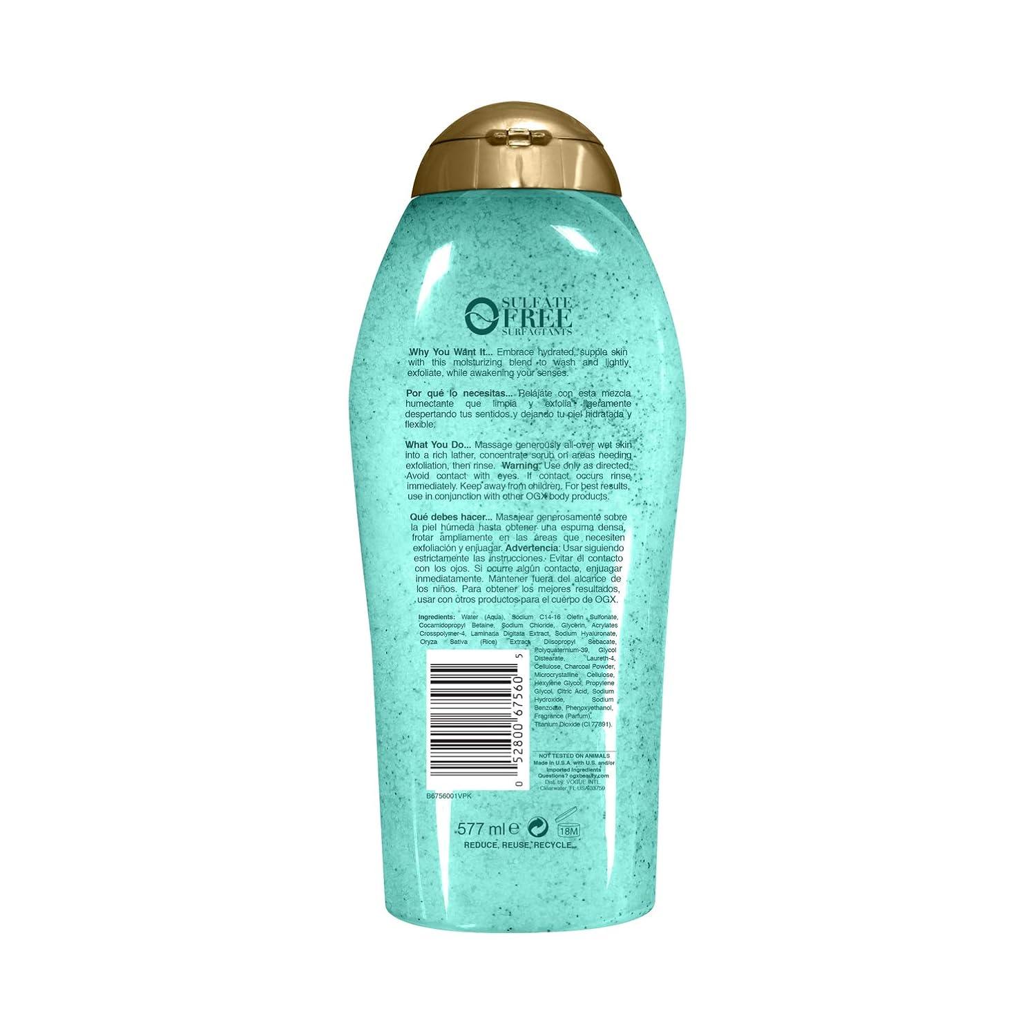 image:imageOGX Hydration Sea Kelp amp Hyaluronic Acid SulfateFree Lightly Moisturizing Body Scrub with Black Rice Gentle Exfoliating Daily Body Wash to Soften amp Smooth Skin 195 Fl Oz195 Fl Oz Pack of 2