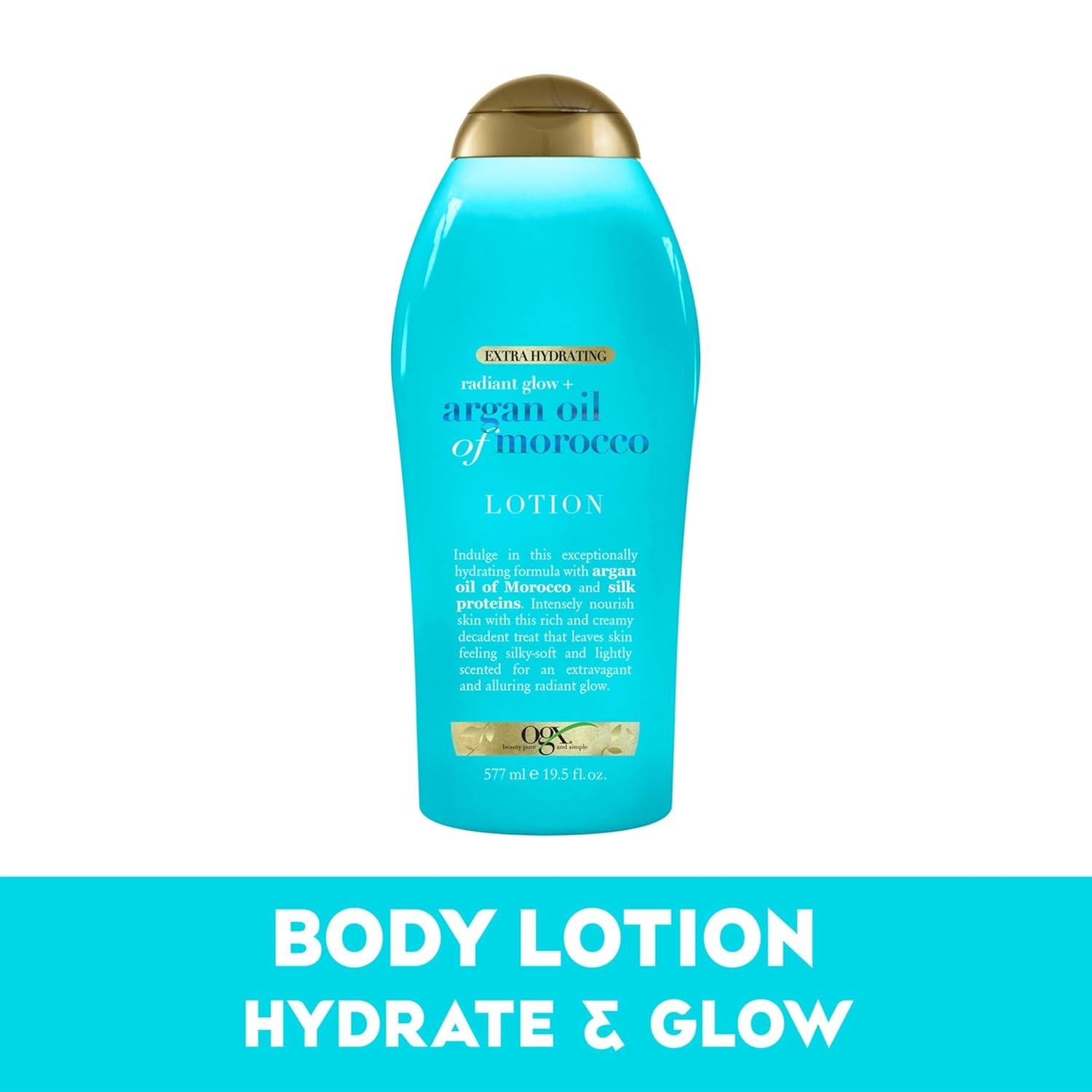 image:imageOGX Radiant Glow Argan Oil of Morocco Extra Hydrating Body Lotion for Dry Skin Nourishing Creamy Body amp Hand Cream for Silky Soft Skin ParabenFree SulfatedSurfactants Free 195 OunceBody Lotion
