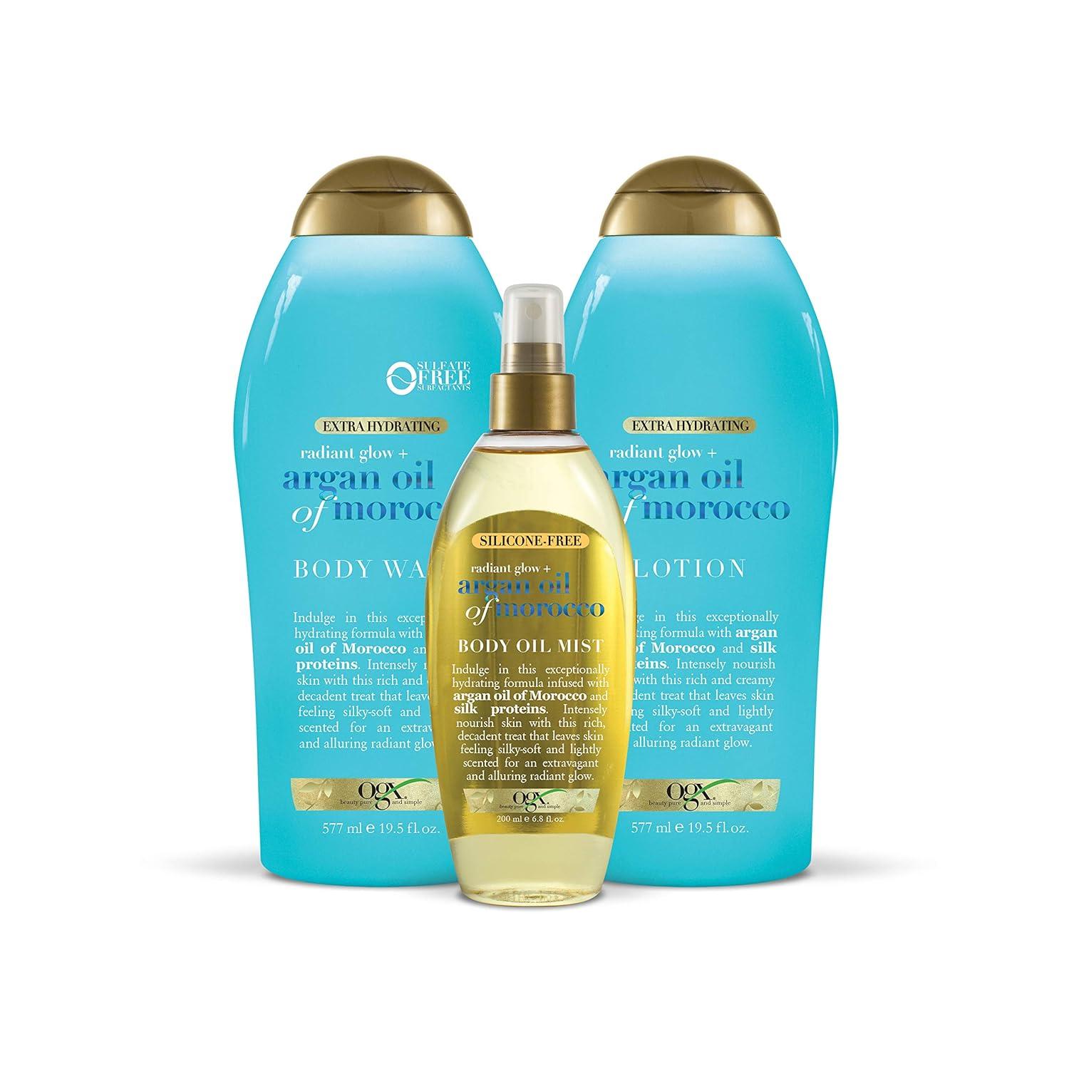 image:imageOGX Radiant Glow Argan Oil of Morocco Extra Hydrating Body Wash for Dry Skin Moisturizing Gel Cleanser for Silky Soft Skin Body Wash for Women SulfateFree Surfactants 195 fl ozCitrus FreshFloral GreenWoody