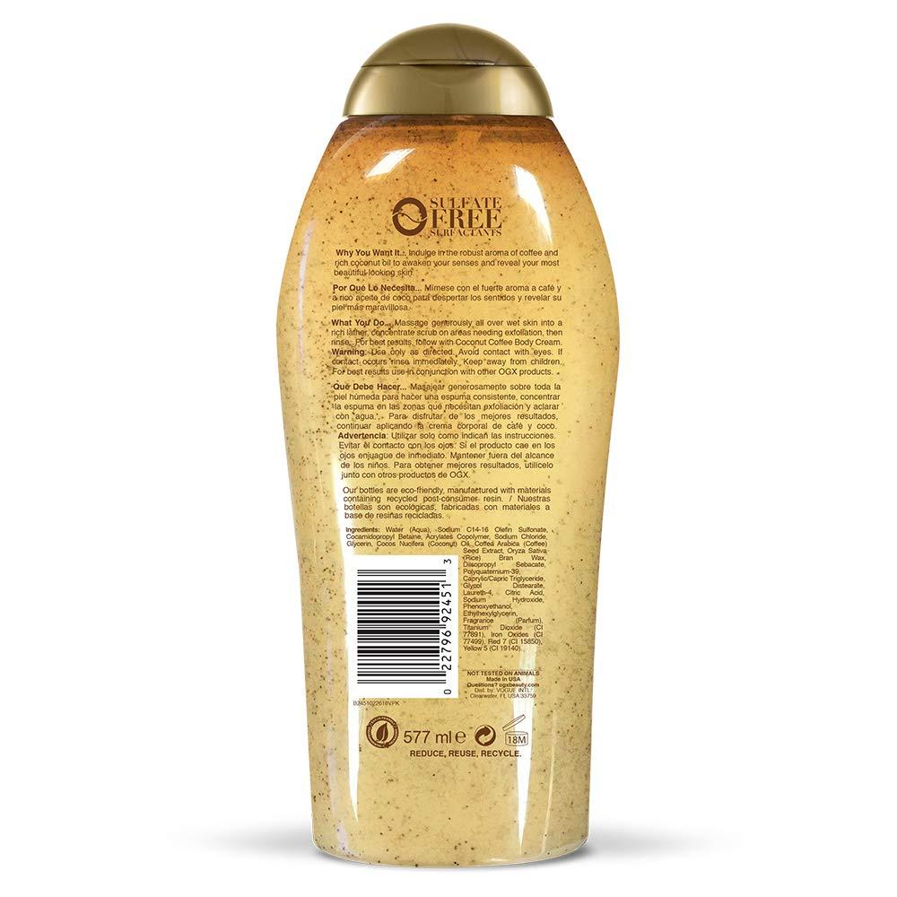image:imageOGX Smoothing Coconut Coffee Exfoliating Body Scrub with Arabica Coffee amp Coconut Oil Moisturizing Body Wash for Dry Skin ParabenFree with SulfateFree Surfactants 195 Fl Oz195 Fl Oz Pack of 2