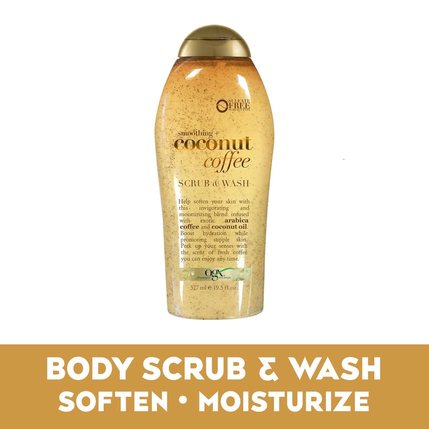 image:imageOGX Smoothing Coconut Coffee Exfoliating Body Scrub with Arabica Coffee amp Coconut Oil Moisturizing Body Wash for Dry Skin ParabenFree with SulfateFree Surfactants 195 Fl Oz195 Fl Oz Pack of 3
