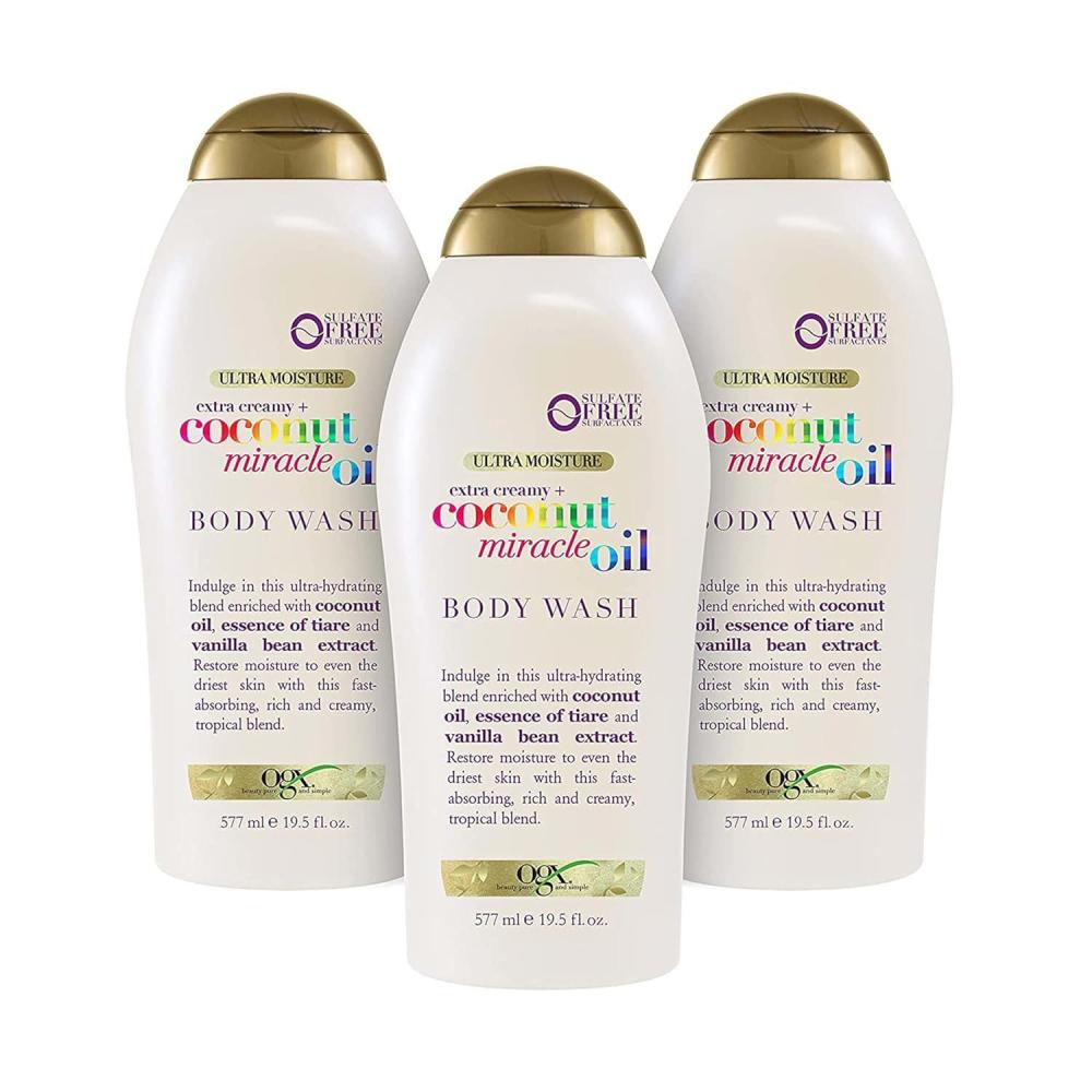image:imageOGX Extra Creamy Coconut Miracle Oil Ultra Moisture Body Wash Rich Shower Gel for Dry Skin Infused with Coconut Oil Body Wash for Women SulfateFree Surfactants 195 fl oz195 Fl Oz Pack of 3