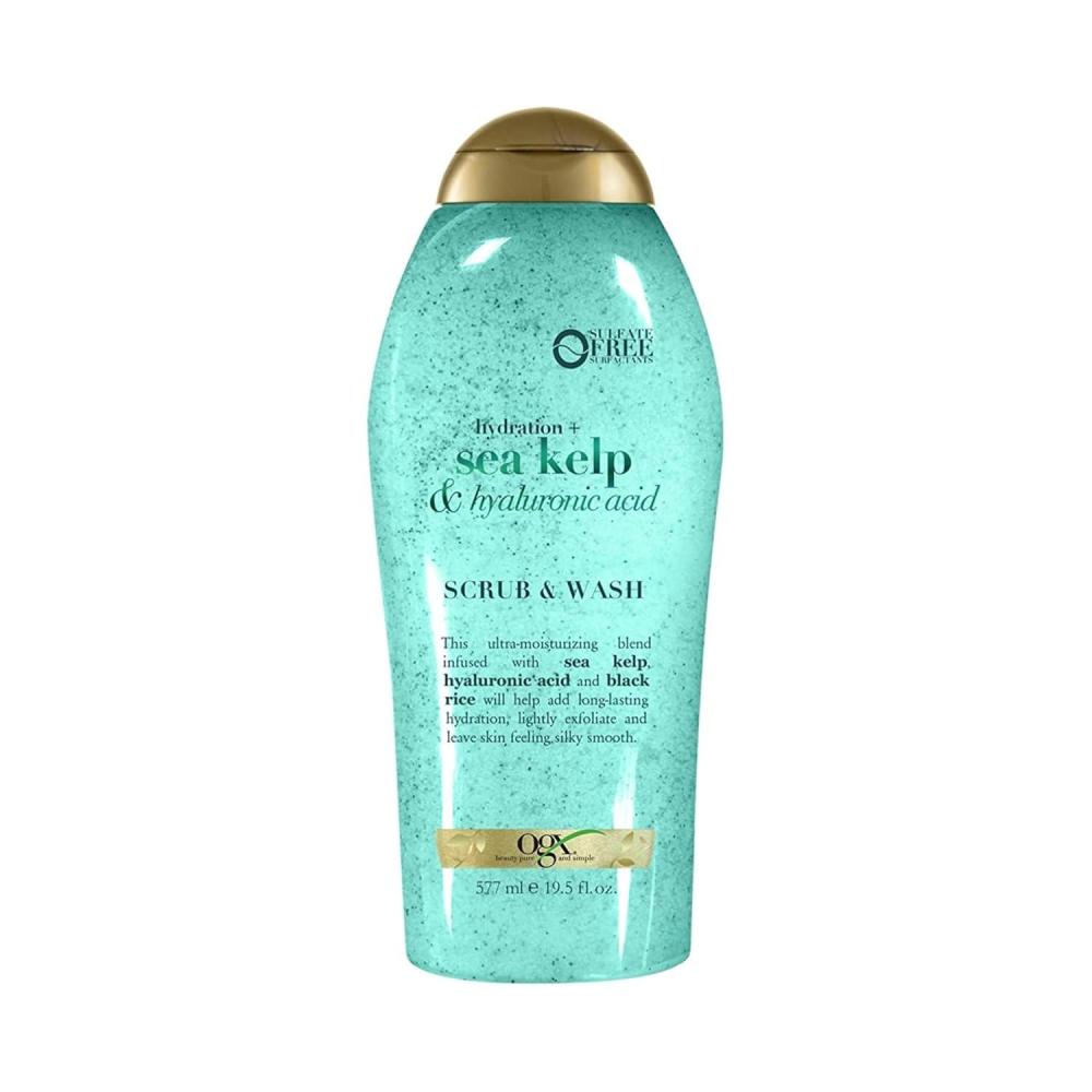 image:imageOGX Hydration Sea Kelp amp Hyaluronic Acid SulfateFree Lightly Moisturizing Body Scrub with Black Rice Gentle Exfoliating Daily Body Wash to Soften amp Smooth Skin 195 Fl Oz195 Fl Oz Pack of 1