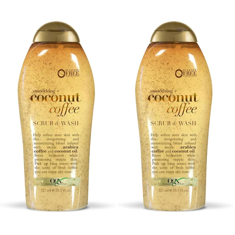 image:imageOGX Smoothing Coconut Coffee Exfoliating Body Scrub with Arabica Coffee amp Coconut Oil Moisturizing Body Wash for Dry Skin ParabenFree with SulfateFree Surfactants 195 Fl Oz195 Fl Oz Pack of 2