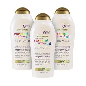 OGX Extra Creamy + Coconut Miracle Oil Ultra Moisture Body Wash, Rich Shower Gel for Dry Skin Infused with Coconut Oil, Body Wash for Women, Sulfate-Free Surfactants, 19.5 fl. oz(19.5 Fl Oz (Pack of 3))