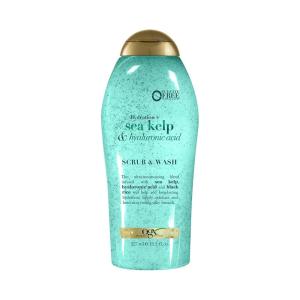 OGX Hydration + Sea Kelp & Hyaluronic Acid Sulfate-Free Lightly Moisturizing Body Scrub with Black Rice, Gentle Exfoliating Daily Body Wash to Soften & Smooth Skin, 19.5 Fl Oz(19.5 Fl Oz (Pack of 1))