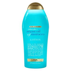 OGX Radiant Glow + Argan Oil of Morocco Extra Hydrating Body Lotion for Dry Skin, Nourishing Creamy Body & Hand Cream for Silky Soft Skin, Paraben-Free, Sulfated-Surfactants Free, 19.5 Ounce(Body Lotion)