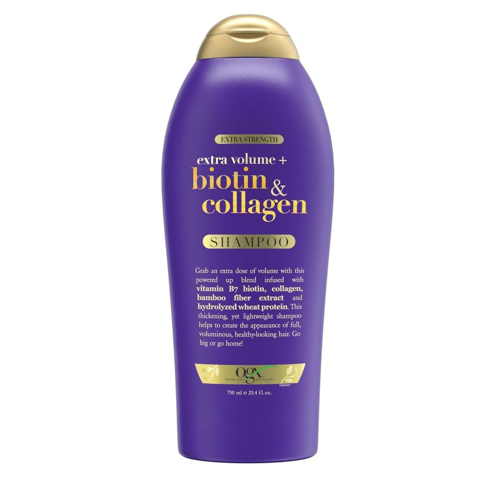 image:imageOGX Biotin amp Collagen Extra Strength Volumizing Shampoo for Thicker Fuller Hair 254 fl oz254 Fl Oz Pack of 1