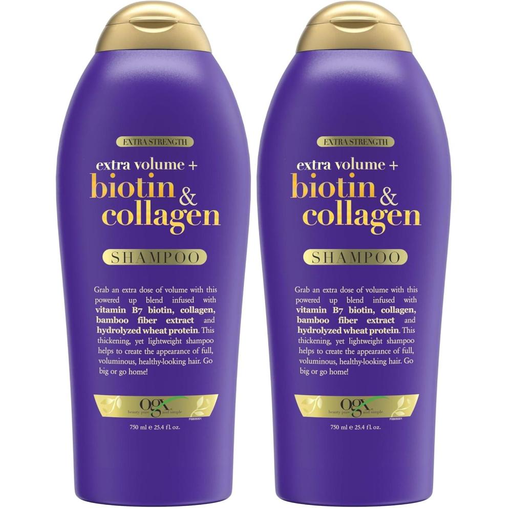 image:imageOGX Biotin amp Collagen Extra Strength Volumizing Shampoo for Thicker Fuller Hair 254 fl oz254 Fl Oz Pack of 2